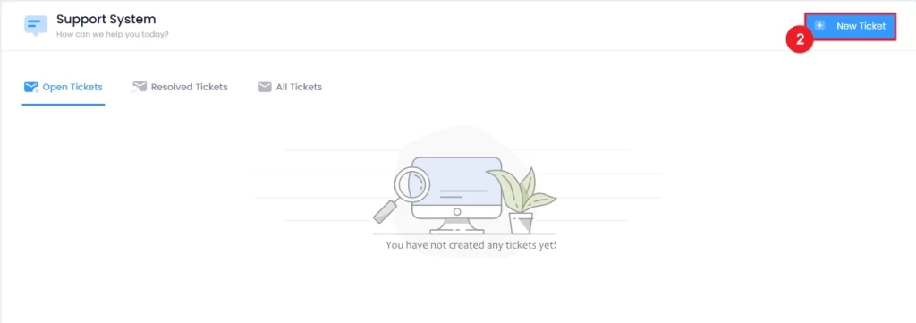 Click on the New Ticket button